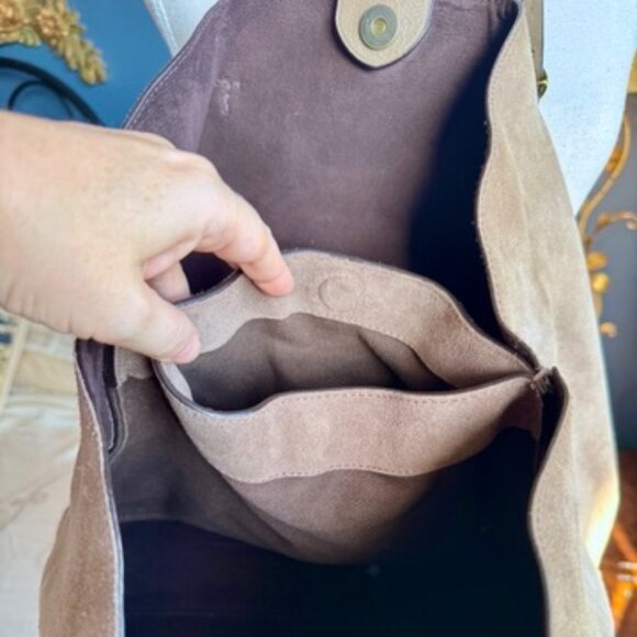 Ralph Lauren Lennox Tote in Greige Suede - Picture 10 of 16